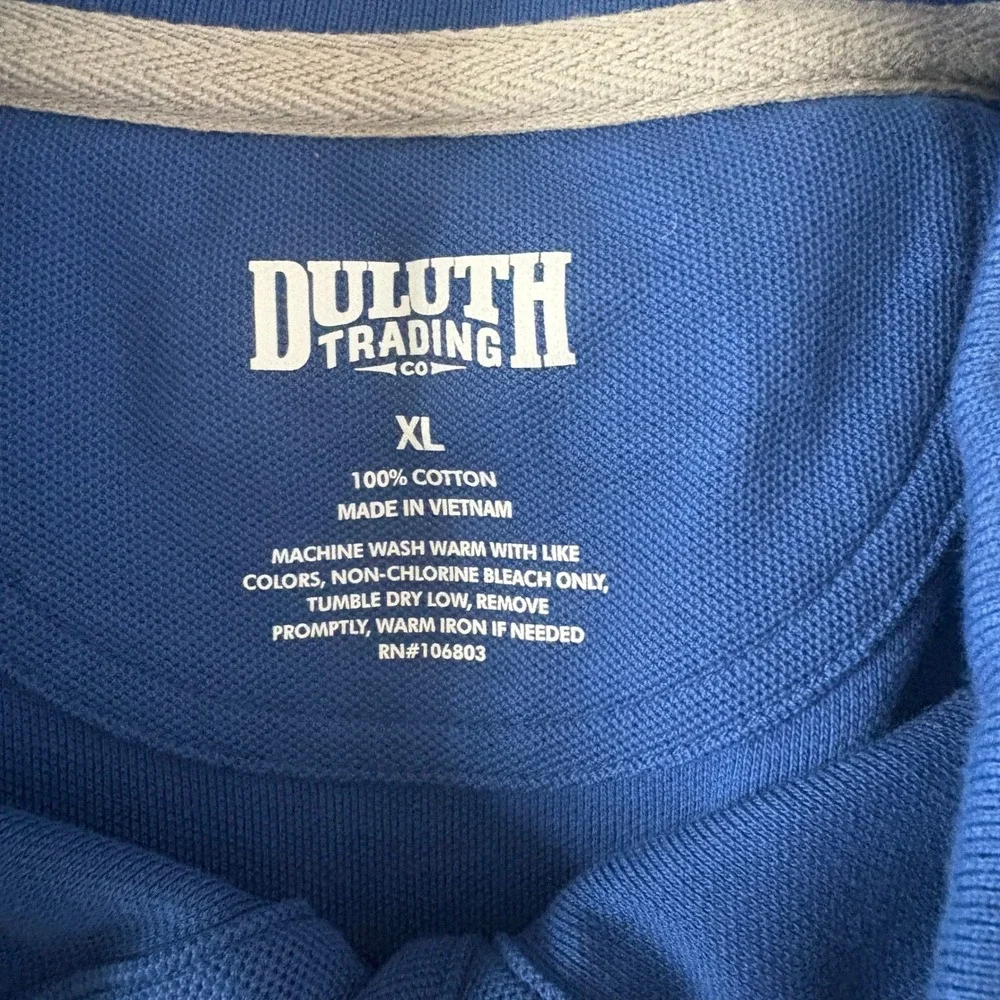Duluth Trading Co Mens Blue Short Sleeve Pocket Polo Shirt XL Cotton Pique - Picture 4 of 8